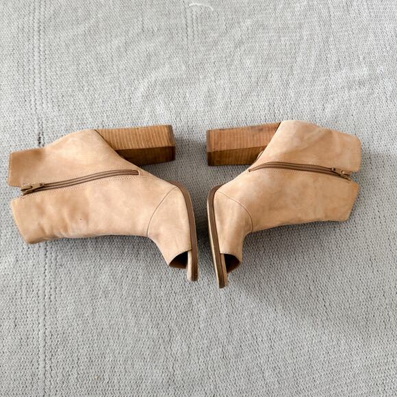 Aldo Tan Exposed Zipper Peep Toe Ankle Booties - Size 8.5 - Picture 4 of 9